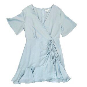 Women's Large Cinched Flowy Cottage Shabby Chic Powder Blue Flirty V-Neck Dress